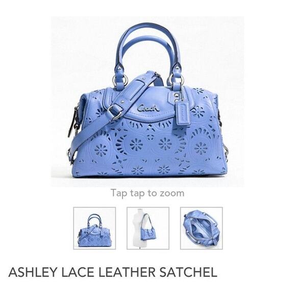 Coach Leather Lace Eyelet Ashley Carryall Purse Blue NWT - Picture 1 of 3